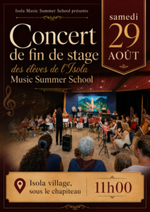 Concert de fin de stage des élèves de l’Isola Music summer school
